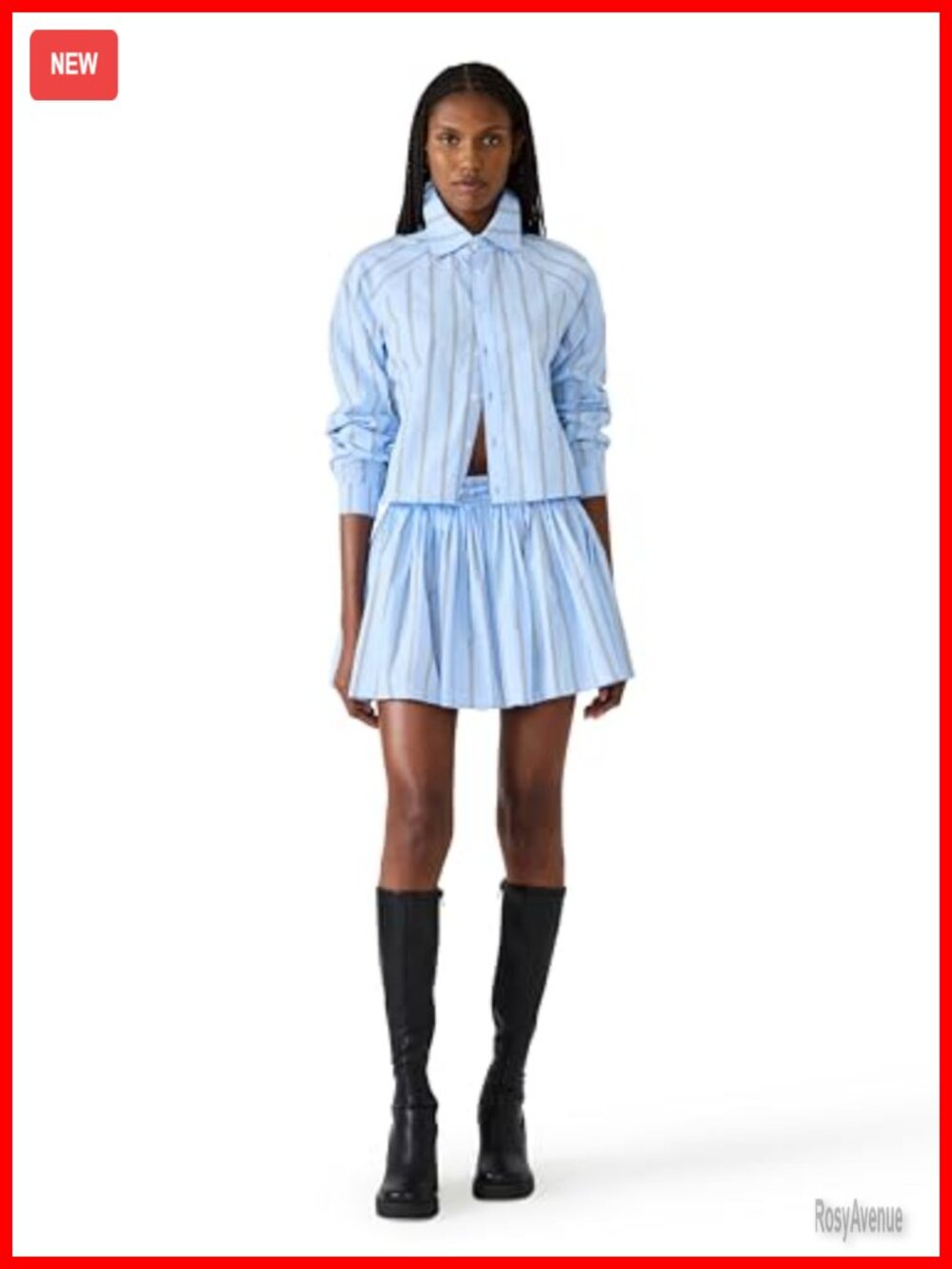 Striped Boxy Button-Down Collared Top Long Sleeve Spring Summer